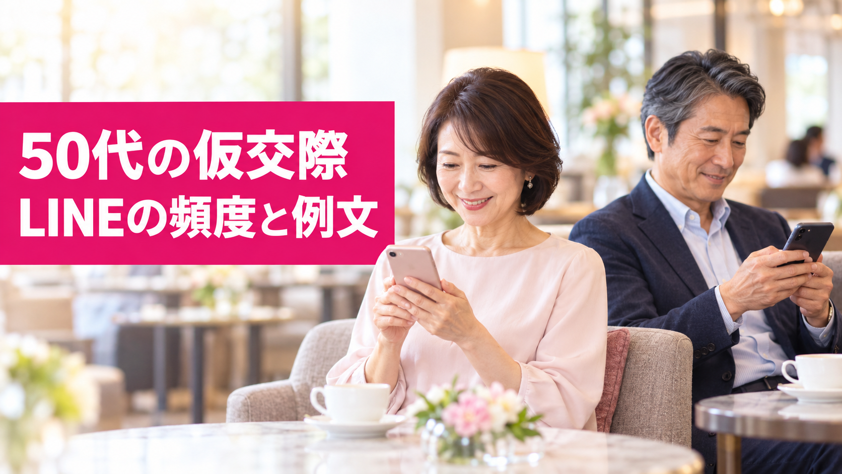 50代の仮交際でLINEをやり取りする男女